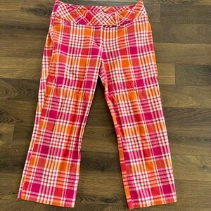 Tracy Evans Pink and Orange Plaid Pants